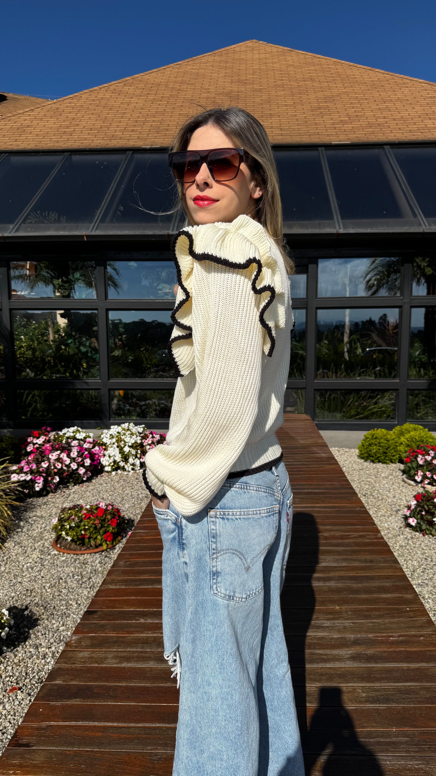 Blusa Babados Bicolor